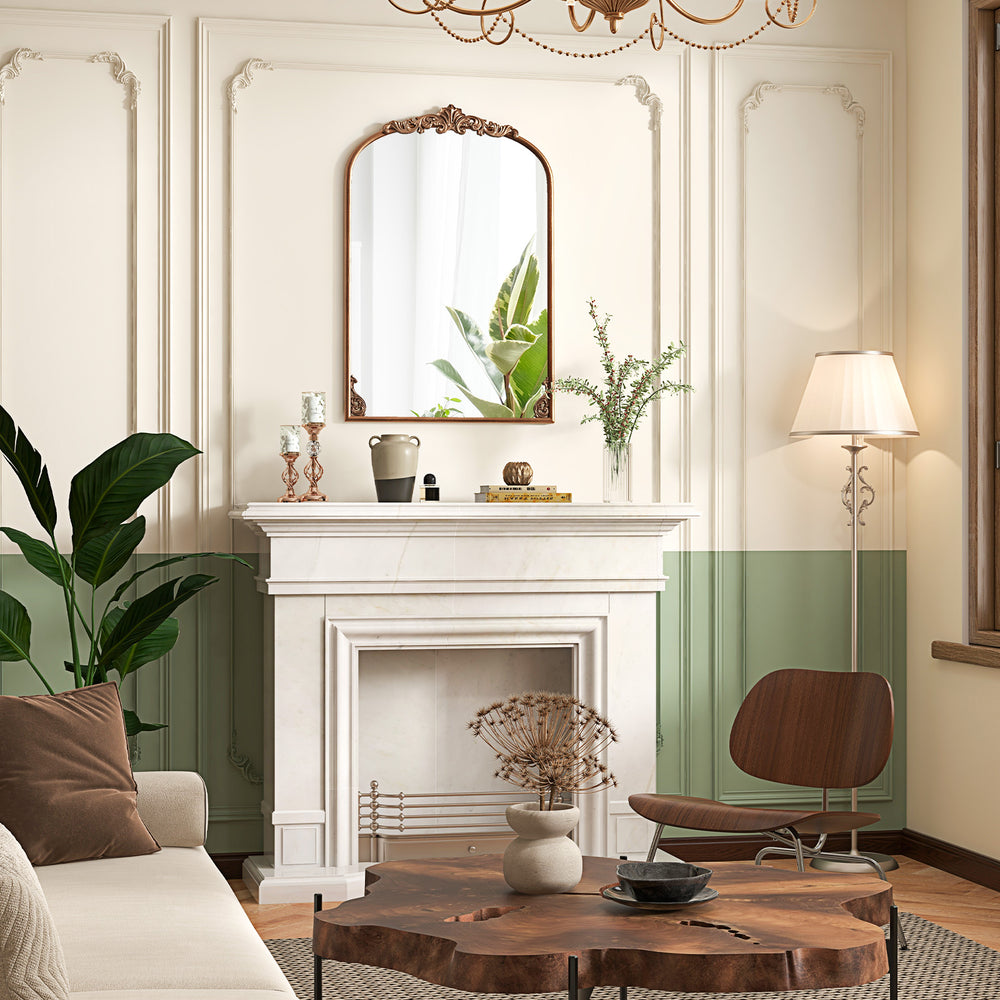 Arched Mirror for Wall Gold Traditional Vintage Ornate Baroque Mirror with Metal Frame-M - Gallery View 1 of 10