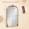 Arched gold vintage ornate mirror with metal frame, measuring 30"x20", perfect for entryways and living rooms.
