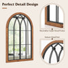 Arched window finished mirror with a decorative cedar wood frame and robust metal parts, ideal for enhancing any room's.