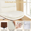 Armless office chair with curved backrest, padded seat in white, featuring easy-to-clean faux leather for versatile use.