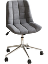 Grey armless office chair with a sleek design, featuring a sturdy metal base and height adjustment lever for customized.
