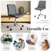 Armless grey office chair with adjustable height and wheels, ideal for working, studying, or makeup application.
