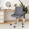 Armless grey office chair with adjustable height and wheels, featuring a thick sponge cushion for comfort and ergonomic.