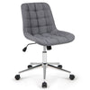 Armless grey office chair with adjustable height, thick sponge cushion, and rolling casters for versatile use.