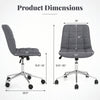 Armless grey office chair with adjustable height, featuring a sturdy metal base and smooth rolling casters for.
