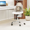 Clear armless rolling office chair with swivel seat and PU leather cushion, perfect for small spaces like study rooms.
