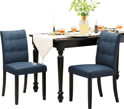 Costway Set of 2 Tufted Armless Dining Chairs Dark Blue 497516328 New
