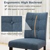Dark blue tufted dining chair with ergonomic high backrest and rubber wood legs, ideal for comfortable dining.