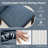 Dark blue tufted dining chair with rubber wood legs, featuring breathable fabric and supportive high-density sponge.
