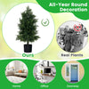 Artificial cedar topiary tree in a black nursery pot, perfect for home, office, or doorway decoration all year round.