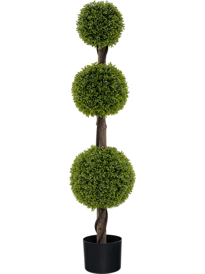 Costway 4' Artificial Ball Shape Bush Tree PE Leaves Trunk 56412798 New
