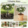 Artificial begonia ball tree set of 2, 13-inch white flowers with ground spikes, perfect for porch or garden decoration.