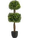 Double ball-shaped 40-inch artificial boxwood topiary tree in a pot, perfect for enhancing your patio or front porch.