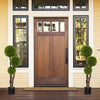4 FT artificial boxwood topiary tree with triple ball design in a weighted pot, perfect for enhancing front porch decor.