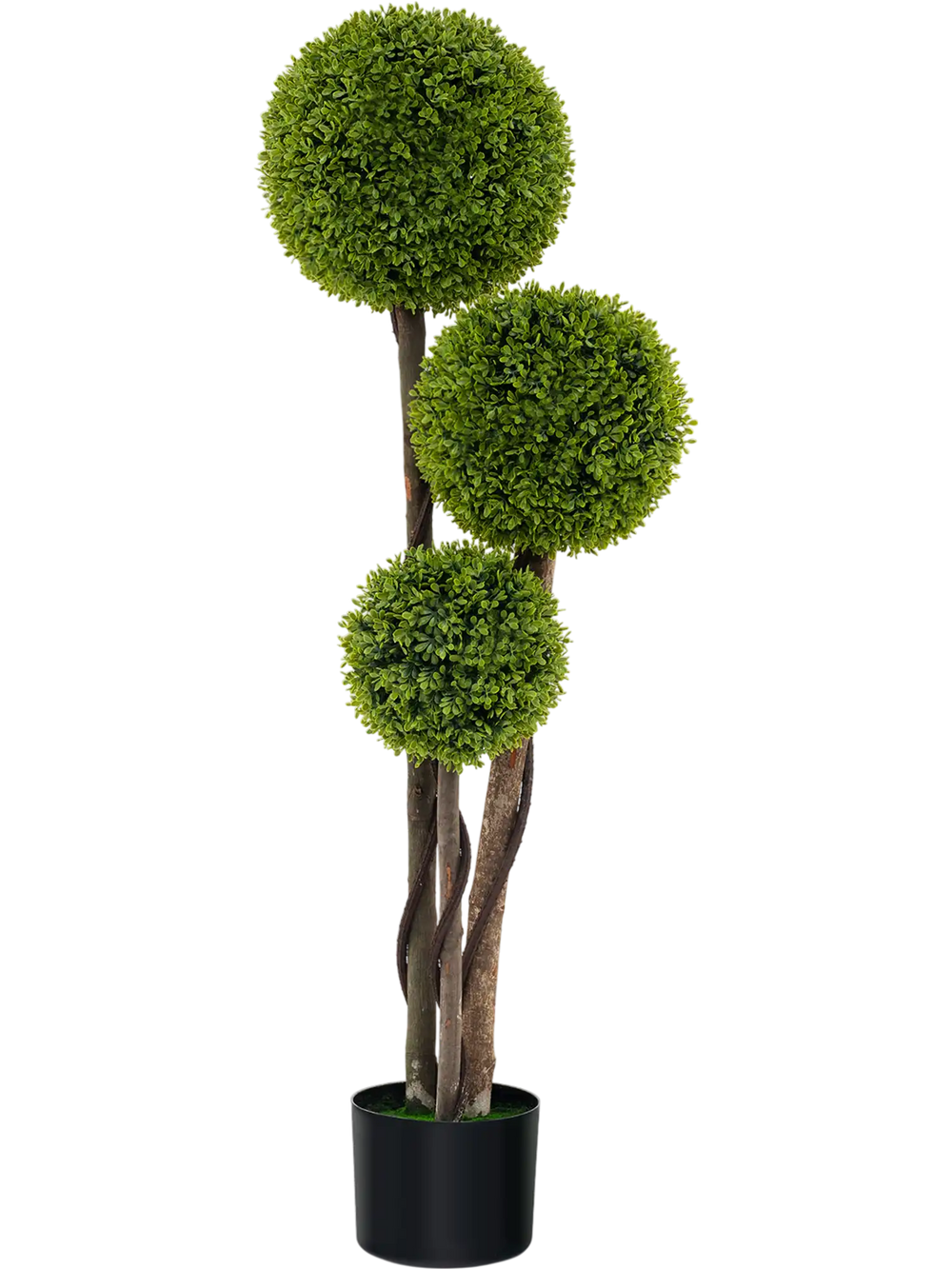 4 FT Artificial Boxwood Topiary Ball Tree in Weighted Pot with Triple Ball