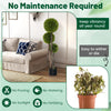 4 FT artificial boxwood topiary tree featuring three lush balls and sturdy pot, ideal for effortless year-round decor.