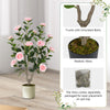 36-inch artificial camellia tree with pink flowers and realistic moss, perfect for home or office decoration.