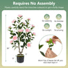 Single 36-inch artificial camellia tree with pink flowers and natural-looking PE trunk, ideal for wedding or balcony.