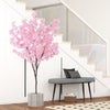 6.5 FT tall artificial cherry blossom tree with flexible branches, showcasing vibrant pink flowers for versatile indoor.