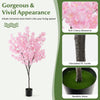 6.5 FT tall artificial cherry blossom tree with 900 pink flowers and realistic moss, perfect for indoor decoration.