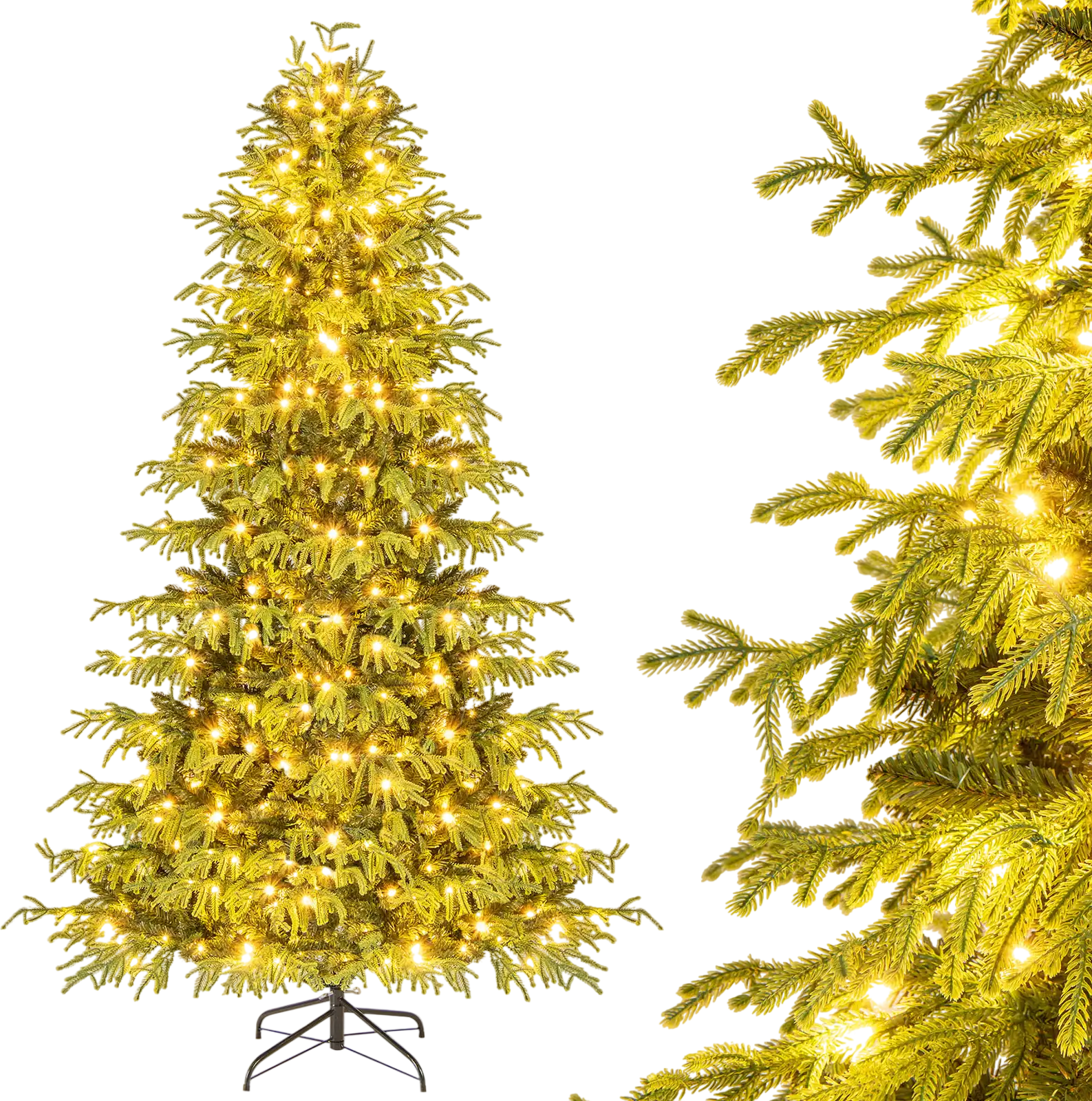 Costway Artificial Christmas Tree LED Lights PVC Mixed Branch Tips 94137614 New