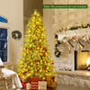 Artificial Christmas tree with warm white LED lights, featuring dense PVC branch tips, perfect for festive home.