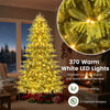 Artificial Christmas tree with 370 warm white LED lights, featuring PVC mixed branch tips for festive decoration.