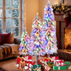 Artificial Christmas tree set of 3 with snow-flocked branches and multi-color LED lights, perfect for festive indoor.