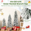 Artificial Christmas tree set of 3 with snow-flocked branch tips, featuring varying sizes for festive indoor decoration.