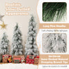 Set of 3 artificial Christmas trees with snow-flocked tips and warm white LED lights, perfect for holiday decor.
