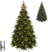 9-foot artificial Christmas tree with 3000 branch tips and dual-color LED lights, featuring a remote control for easy operation.