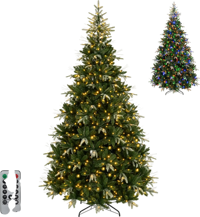 Costway Artificial Christmas Tree Dual-Color LED Full Branch Tips 23453155 New