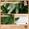 Artificial Christmas tree with 3000 branch tips, featuring PE needles, PVC leaves, and multi-color LED lights for festive decor.