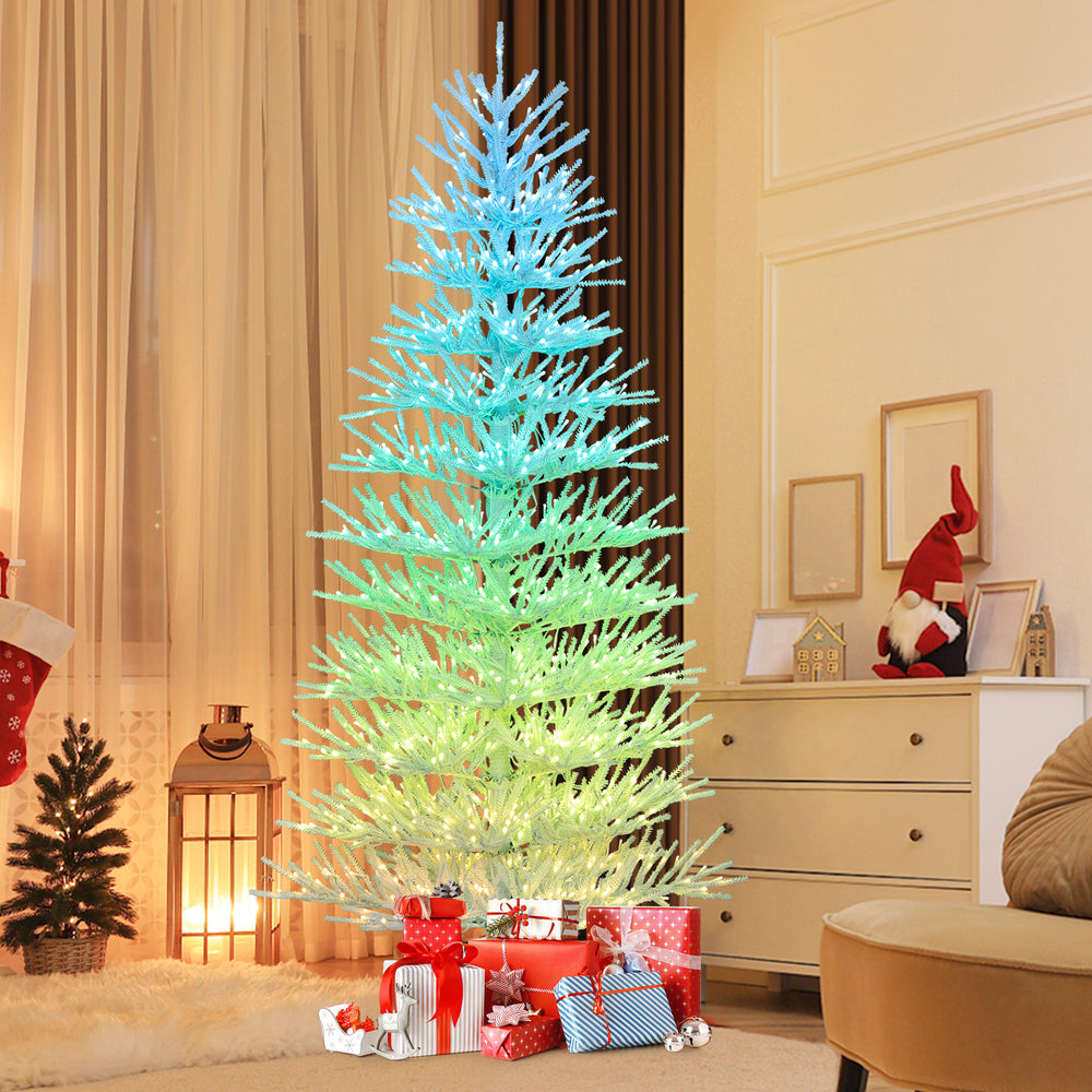 7 FT pre-lit Christmas tree with 820 coral-like branch tips and 923 LED lights, perfect for festive holiday decor.