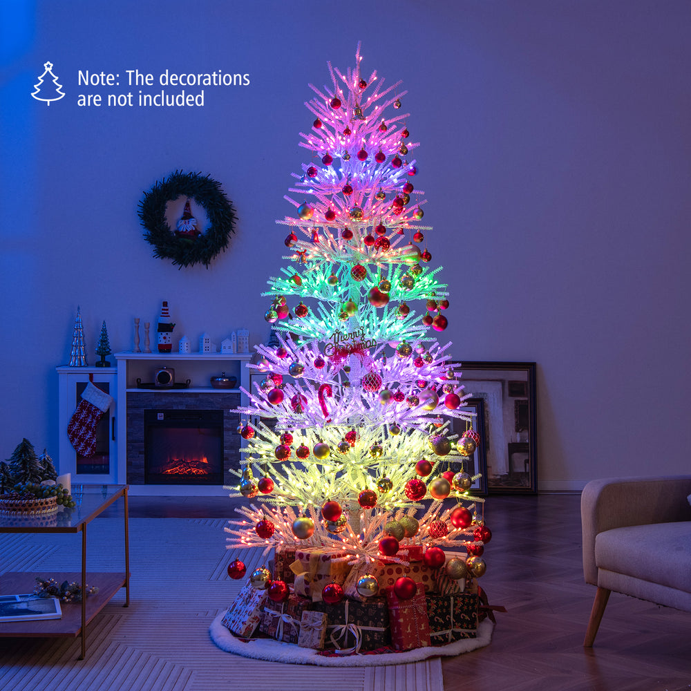 7 FT pre-lit artificial Christmas tree with 820 coral-like branch tips and 923 LED lights for festive illumination.