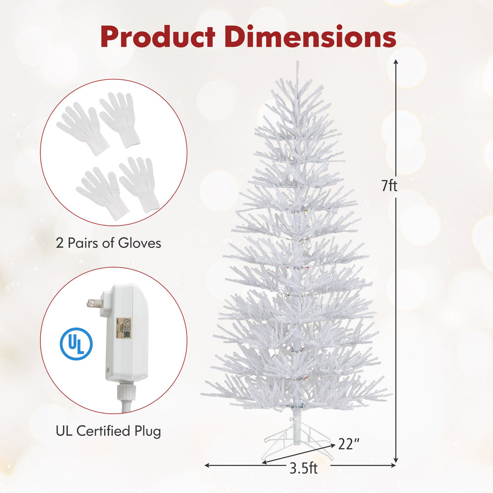 7ft pre-lit artificial Christmas tree with 820 coral-like branch tips and UL-certified plug, perfect for festive decor.