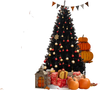 7 ft artificial Christmas tree with black leaves, 6 lighting modes, and spooky sounds, perfect for festive displays.