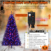 7-foot artificial Christmas tree with orange and purple lights, featuring 6 spooky sound modes for Halloween.