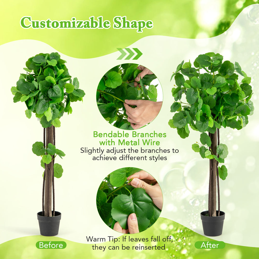 44-inch artificial crabapple tree with adjustable bendable branches and vibrant faux leaves for versatile home decor.