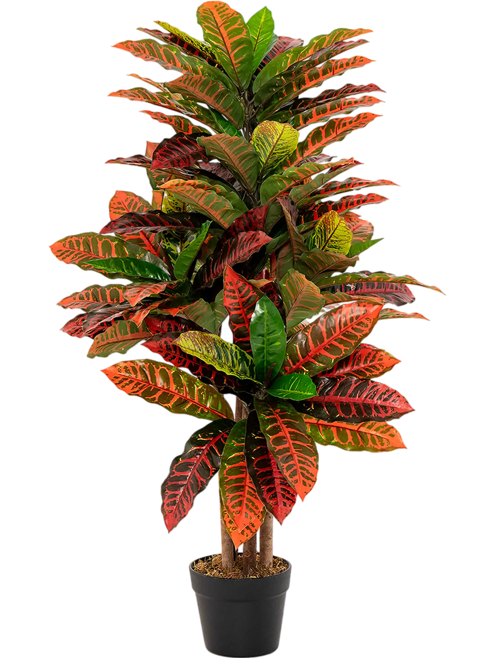Artificial Croton Plant 40 Inch Tall Fake Croton Palm Tree with Colorful Variegated Leaves and Pot