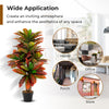 Artificial 40-inch Croton plant with colorful variegated leaves in a sturdy pot, perfect for home or office decor.