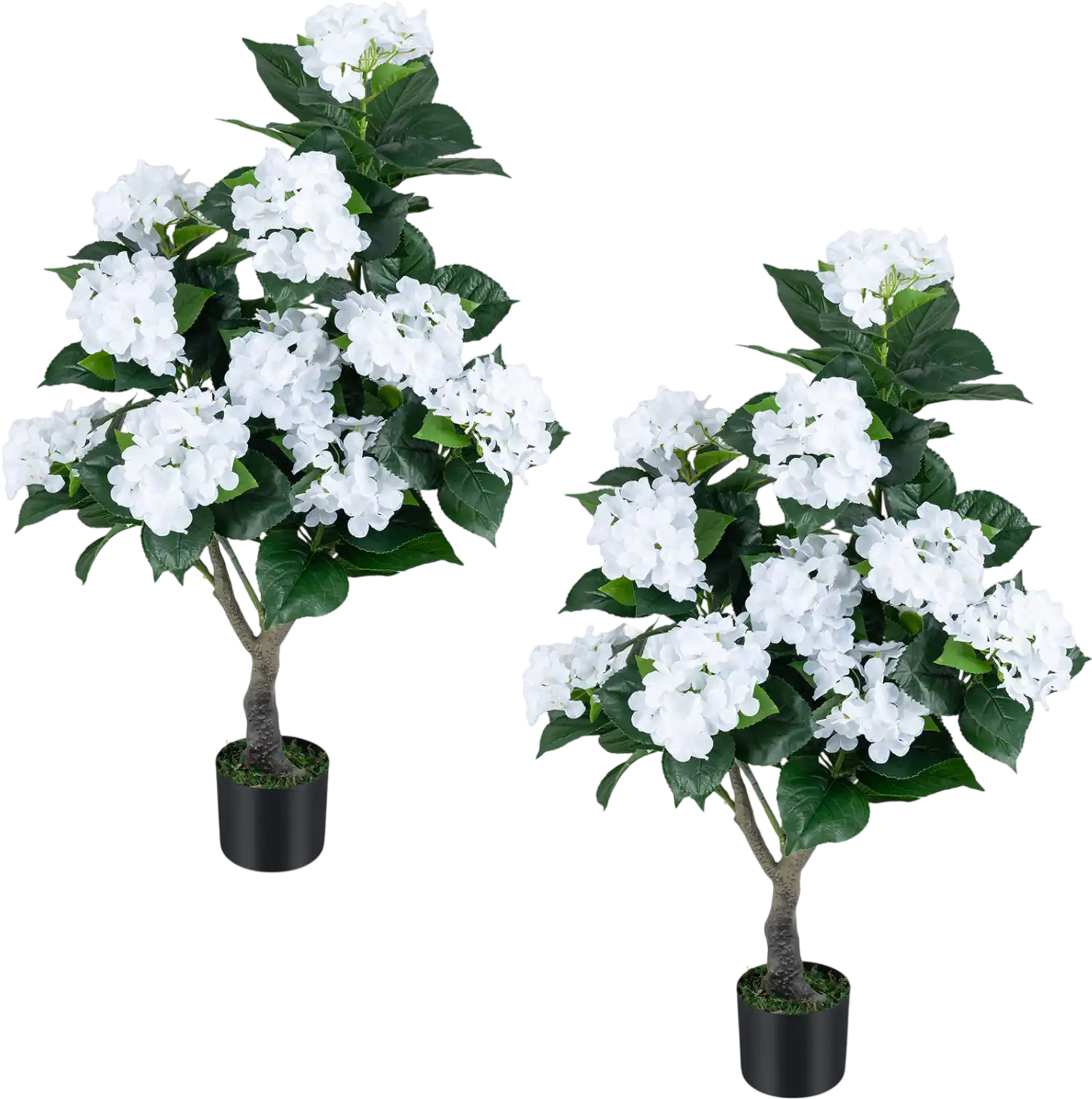 Costway Artificial Hydrangea Tree Fake Floral Plant White 11 Flowers 74395682 New