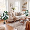 Artificial hydrangea tree with 11 white flowers and 88 leaves, perfect for adding a vibrant touch to your living room.