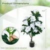 Artificial hydrangea tree with 11 white flowers and 88 leaves, 43.5" tall, perfect for home decor without maintenance.