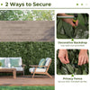 Artificial lily leaf privacy fence shown with zip ties, ideal for garden and balcony decoration and privacy enhancement.