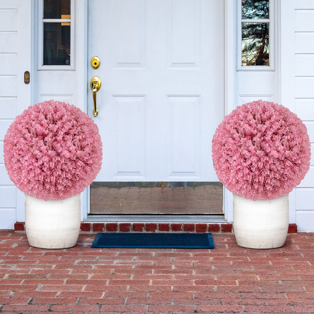 17.5 Inch Faux Purple Eucalyptus Decorative Balls with 7 Layers Leaves for Backyard Porch Garden and Wedding-Pink - Gallery View 1 of 10