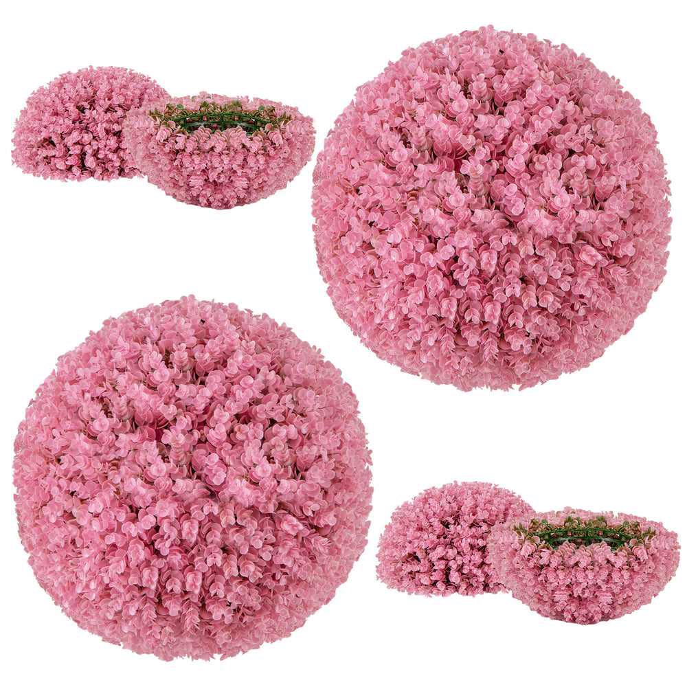Faux pink eucalyptus decorative balls with 7 layers of leaves, perfect for garden, porch, or wedding decor.