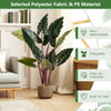 Artificial Rainbow Taro Tree with 11 faux leaves in a weighted planter, made of polyester and PE for easy maintenance.