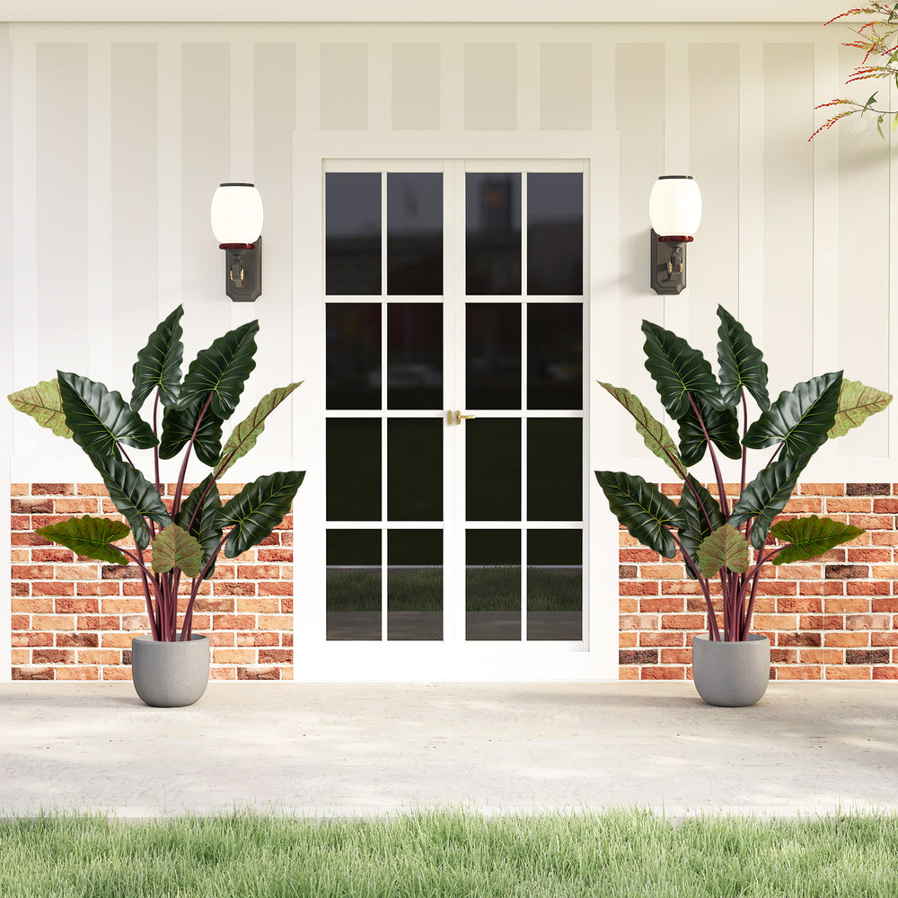 Artificial Rainbow Taro Tree 63" Tall with 11 Faux Leaves-2 Pack - Gallery View 1 of 10