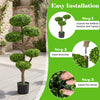 Indoor outdoor 6 balls topiary tree with realistic trunk and weighted base, showcasing easy installation steps for.